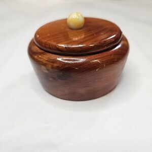 Small Solid Wood Trinket or Ring Box  Small Vintage Wood Trinket Box  Small Roun